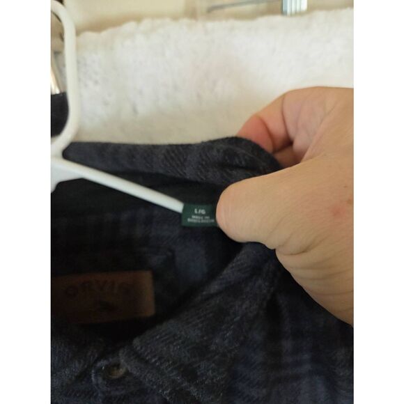 Orvis Men's Plaid Collared Long Sleeve Flannel Button Up Shirt Gray Size Large - Picture 3 of 7